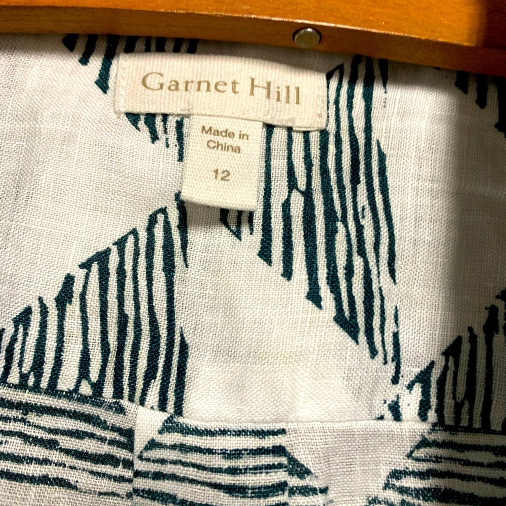 NWOT Garnet Hill Linen Geometric Pattern Top Size 12​ - Picture 2 of 5